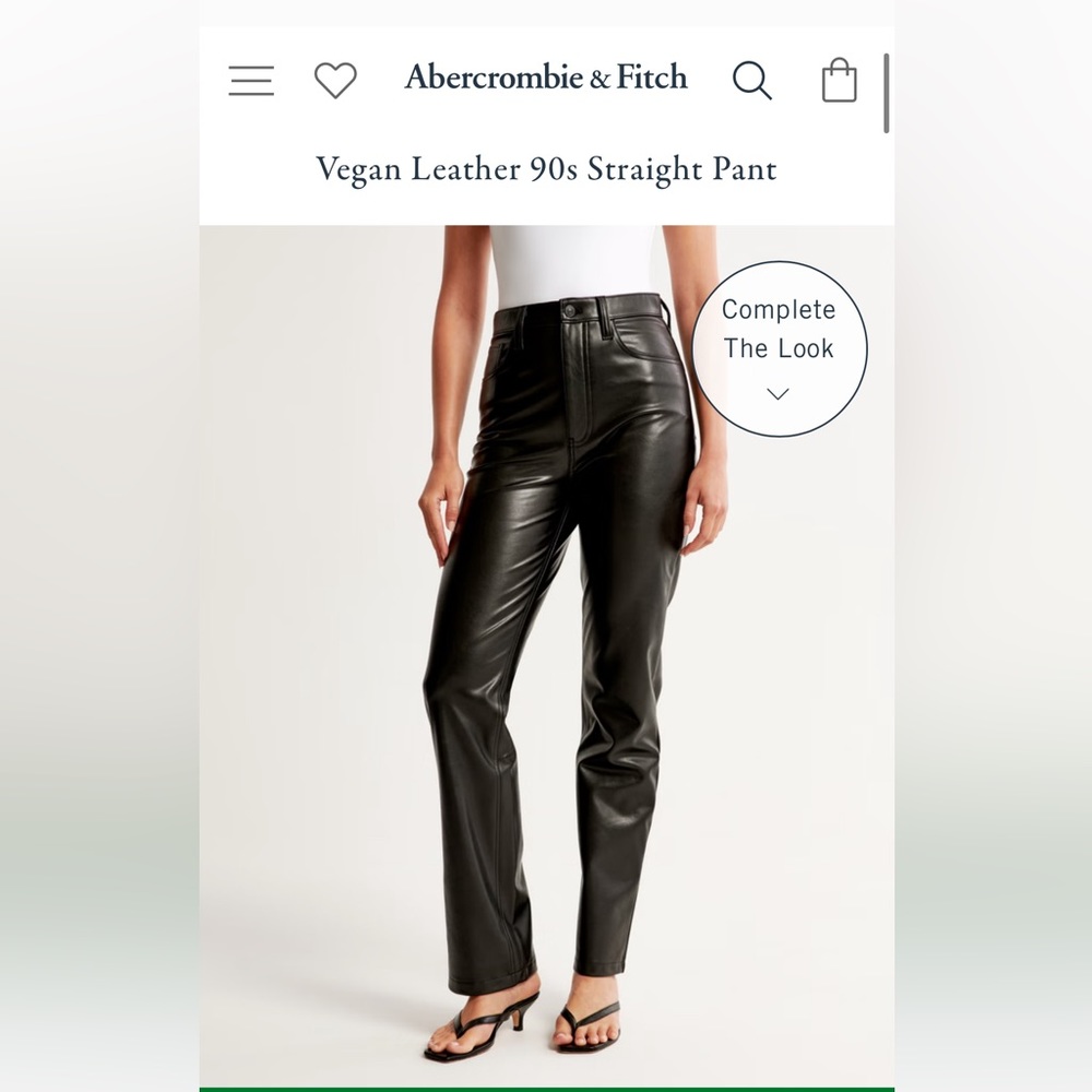 Abercrombie & Fitch Black Vegan Leather 90s Straight Pant